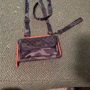 Lug Women's Crossbody Bag - Black and Orange Camouflage